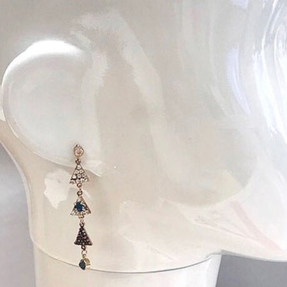 Artisan Triangle Crystal Dangle Earring-Boutique - Picture 5 of 7